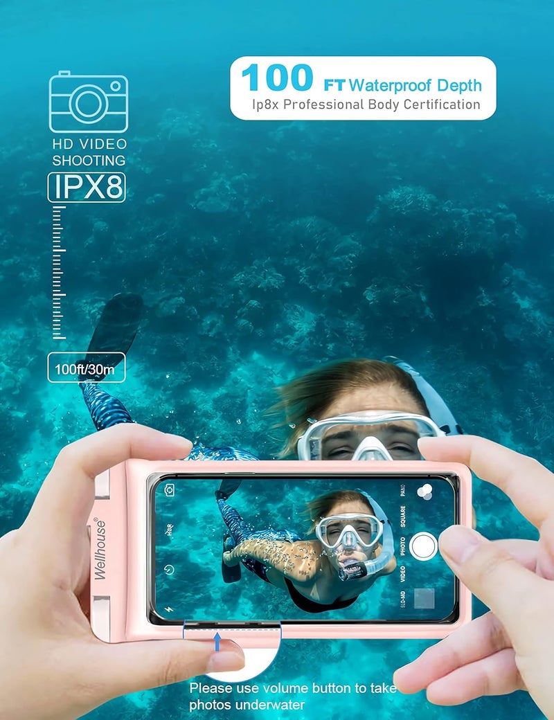 Wellhouse Waterproof Phone Pouch, Waterproof Phone Case for iPhone 16 15 14 13 12 Pro Max XS Samsung, IPX8 3D Cellphone Dry Bag Beach Essentials (1 Pack - Pink7.0, 7 inch) - Image 4